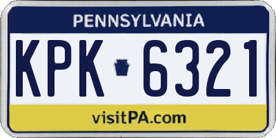 PA license plate KPK6321