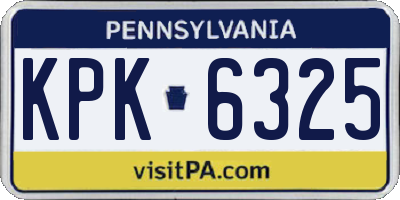 PA license plate KPK6325