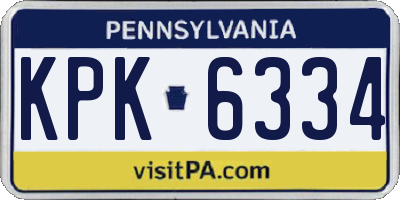 PA license plate KPK6334