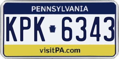 PA license plate KPK6343