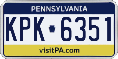 PA license plate KPK6351