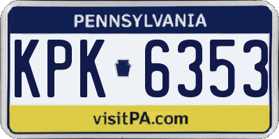 PA license plate KPK6353