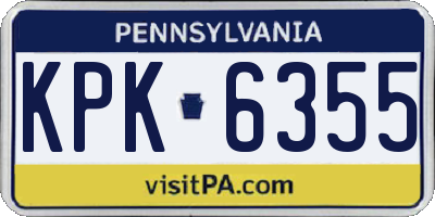 PA license plate KPK6355