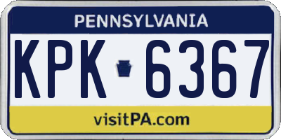 PA license plate KPK6367