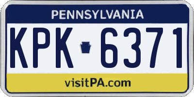 PA license plate KPK6371