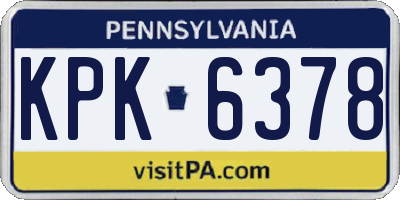 PA license plate KPK6378