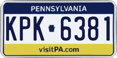 PA license plate KPK6381