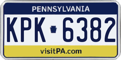 PA license plate KPK6382