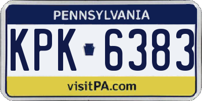 PA license plate KPK6383