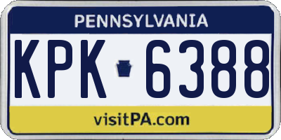 PA license plate KPK6388