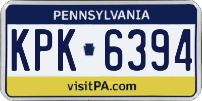 PA license plate KPK6394