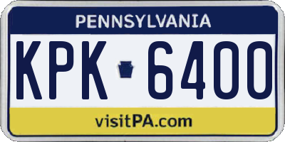 PA license plate KPK6400