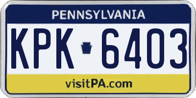 PA license plate KPK6403