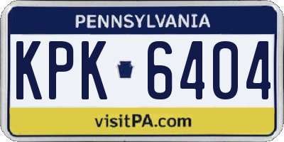PA license plate KPK6404