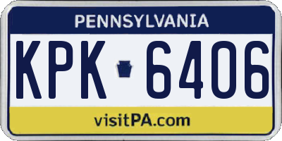 PA license plate KPK6406