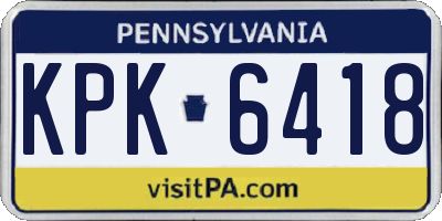 PA license plate KPK6418