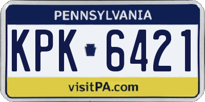 PA license plate KPK6421