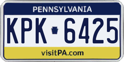 PA license plate KPK6425