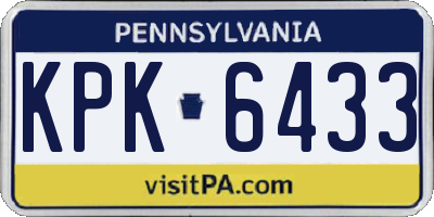 PA license plate KPK6433