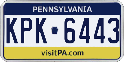 PA license plate KPK6443