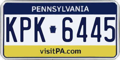 PA license plate KPK6445