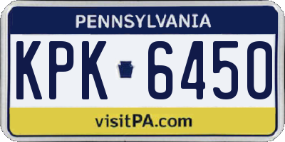 PA license plate KPK6450