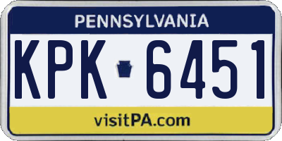 PA license plate KPK6451