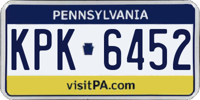 PA license plate KPK6452