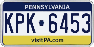 PA license plate KPK6453