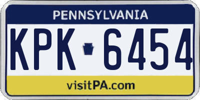 PA license plate KPK6454