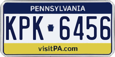 PA license plate KPK6456