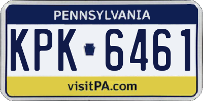 PA license plate KPK6461