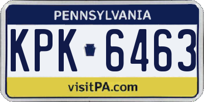 PA license plate KPK6463