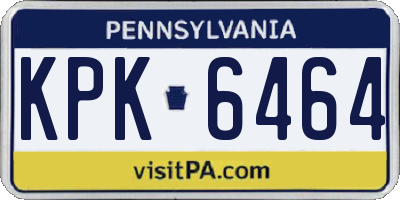 PA license plate KPK6464