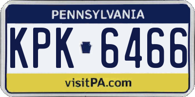 PA license plate KPK6466