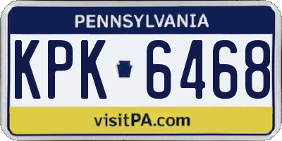PA license plate KPK6468