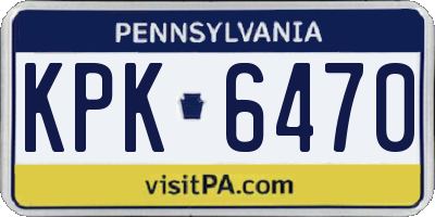 PA license plate KPK6470