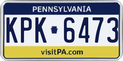 PA license plate KPK6473