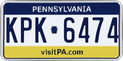 PA license plate KPK6474