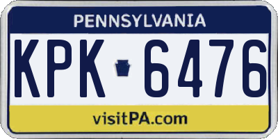 PA license plate KPK6476