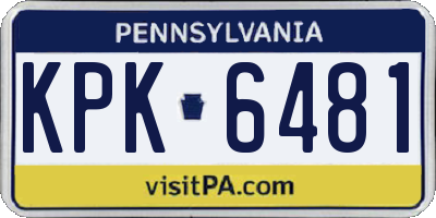 PA license plate KPK6481