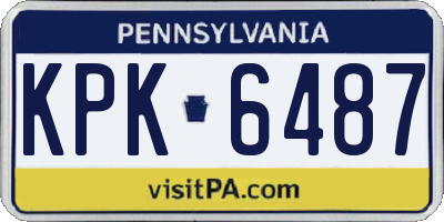 PA license plate KPK6487