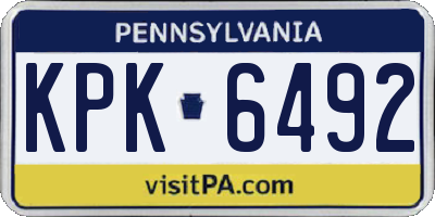 PA license plate KPK6492