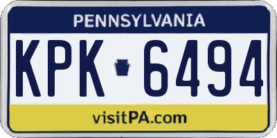 PA license plate KPK6494