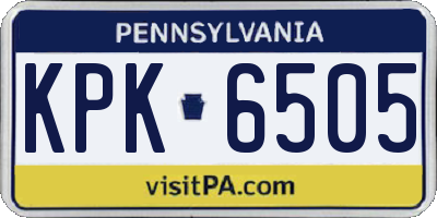 PA license plate KPK6505
