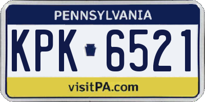 PA license plate KPK6521