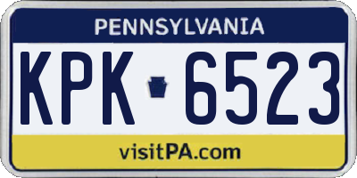 PA license plate KPK6523