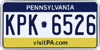 PA license plate KPK6526