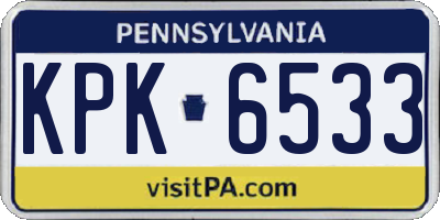 PA license plate KPK6533