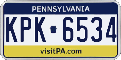 PA license plate KPK6534